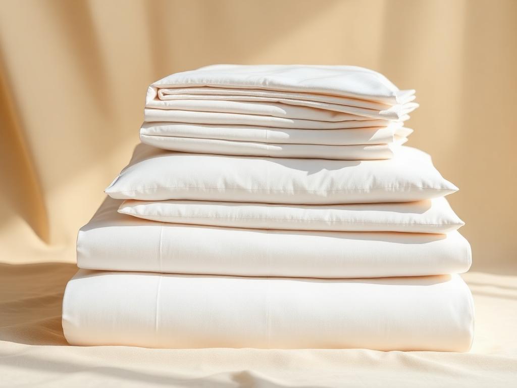 Folded cotton percale bed sheet sets with pillowcases