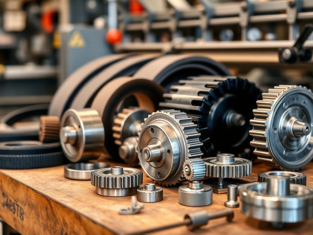Industrial belts, gears, cams, and guides for textile machinery