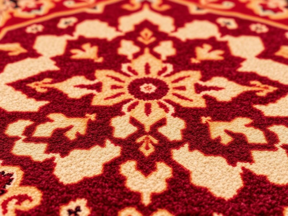 Hand-knotted wool and wool-silk rug with a traditional medallion pattern